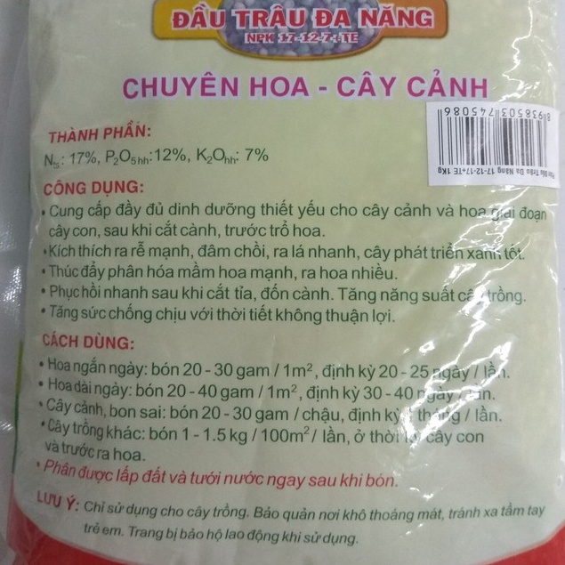 Phân bón Đầu trâu NPK tăng chồi tăng hoa 17-12-7 (200gr)