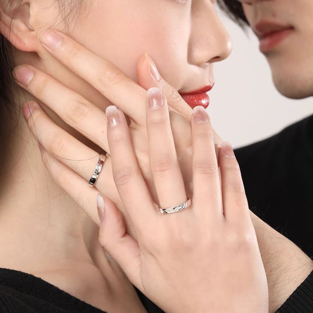 Nhẫn Cặp Đôi Dạng Mở Điều Chỉnh Được Phong Cách Hàn Quốc Lãng Mạn Thời Trang Cho Nam Và Nữ