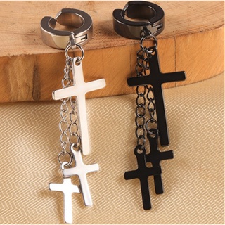Khuyên Tai/ Bông Tai 3 Chữ Thập + Xích [Xỏ Lỗ + Không Xỏ Lỗ]