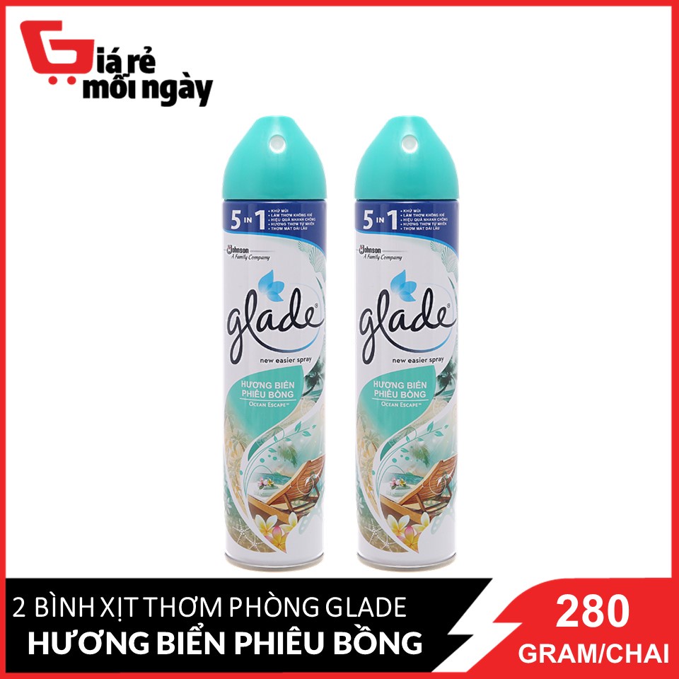 Combo 2 Chai Bình Xịt Thơm Phòng Glade Nature Hương Biển Phiêu Bồng 280gx2