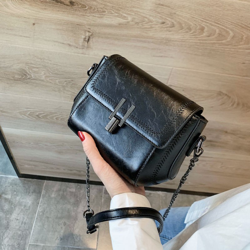 Ck nhỏ thời trang retro in phiên bản Hàn Quốc của crossbody hoang dã kết cấu dây chuyền đơn giản túi vuông