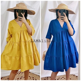 Đầm Babydoll ngắn tay xoè rộng vải Linen