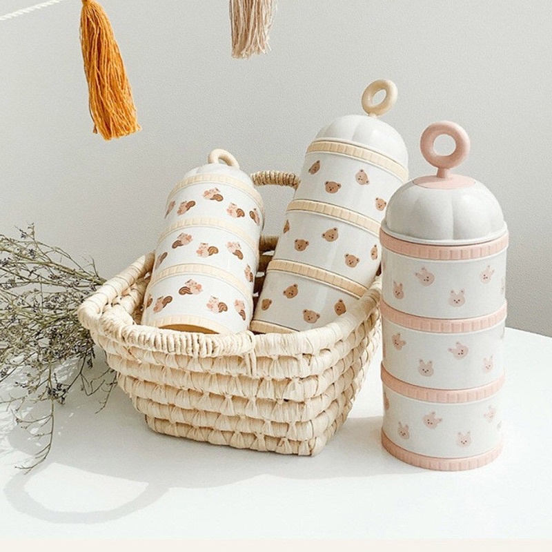 Hộp chia sữa ba ngăn Dottodot&amp;TGM đựng sữa đồ khô thức ăn dặm chống ẩm tiện dụng cho bé- Haobaby2018
