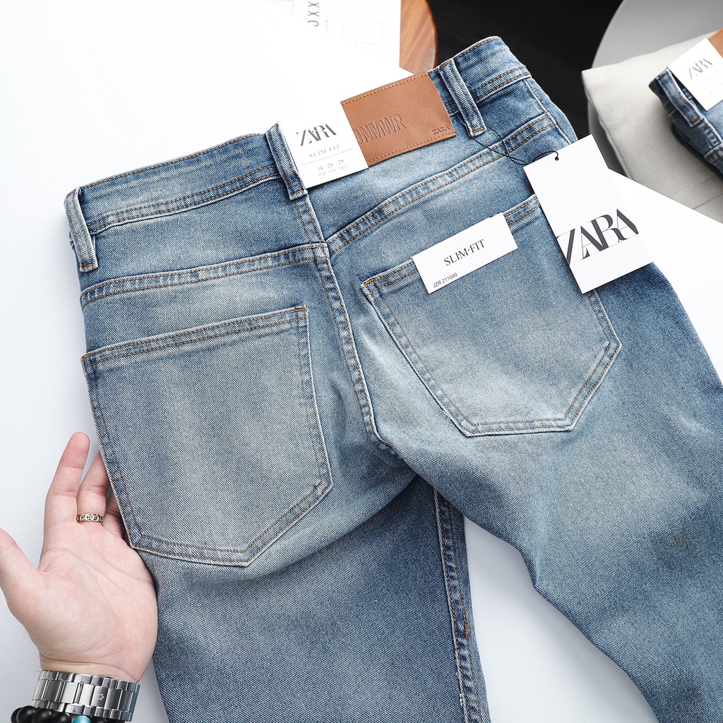 Quần jean dài nam ZARA xanh dơ (Form Slimfit,chất vải co dãn,ống quần 15 - 18cm,hàng Vnxk)-JZR 211049 | BigBuy360 - bigbuy360.vn
