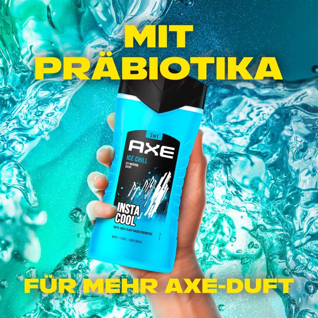 Sữa tắm gội mát lạnh AXE BẠC HÀ - AXE ICE CHILL CHO NAM GIỚI