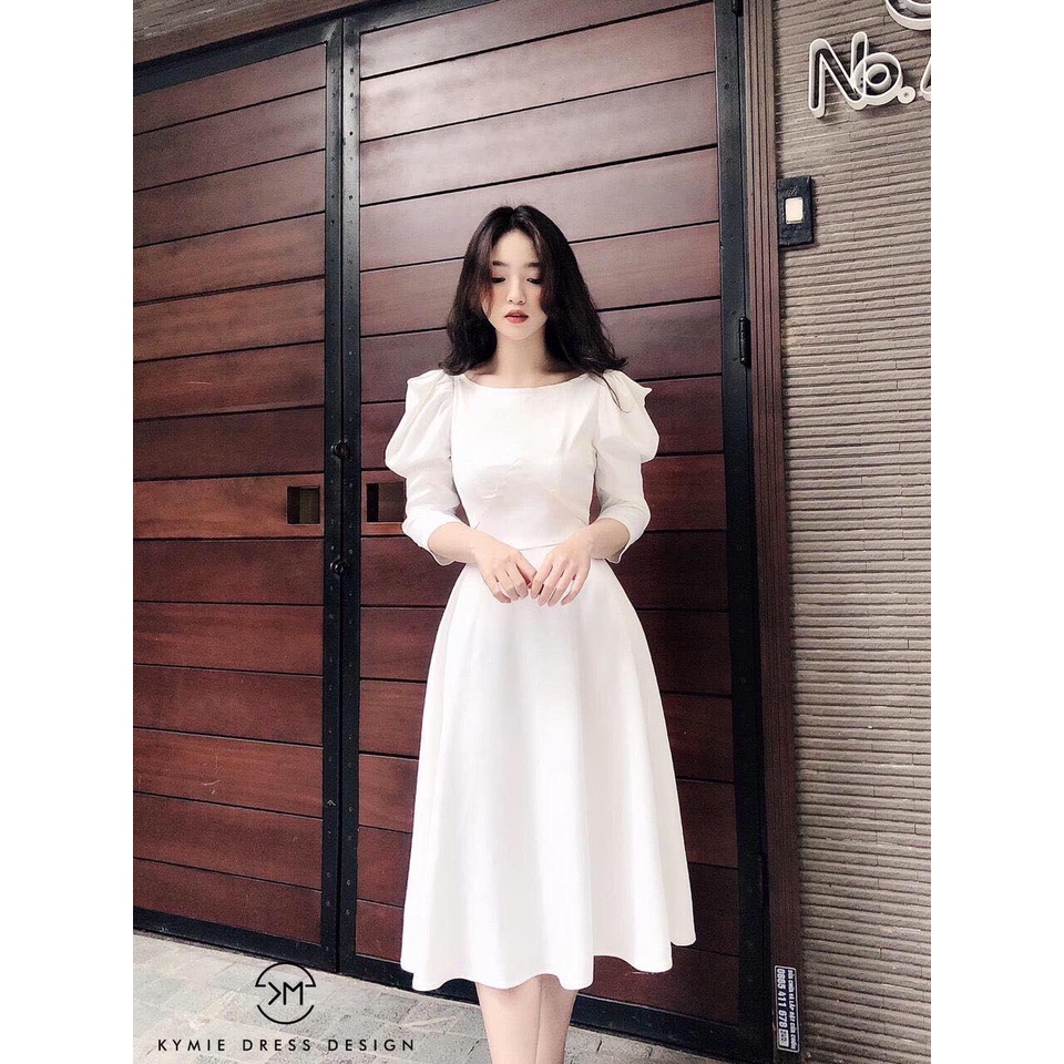 Đầm Dạ Hội Tay Lỡ Nhún Phồng Thời Trang Váy Trang Trọng