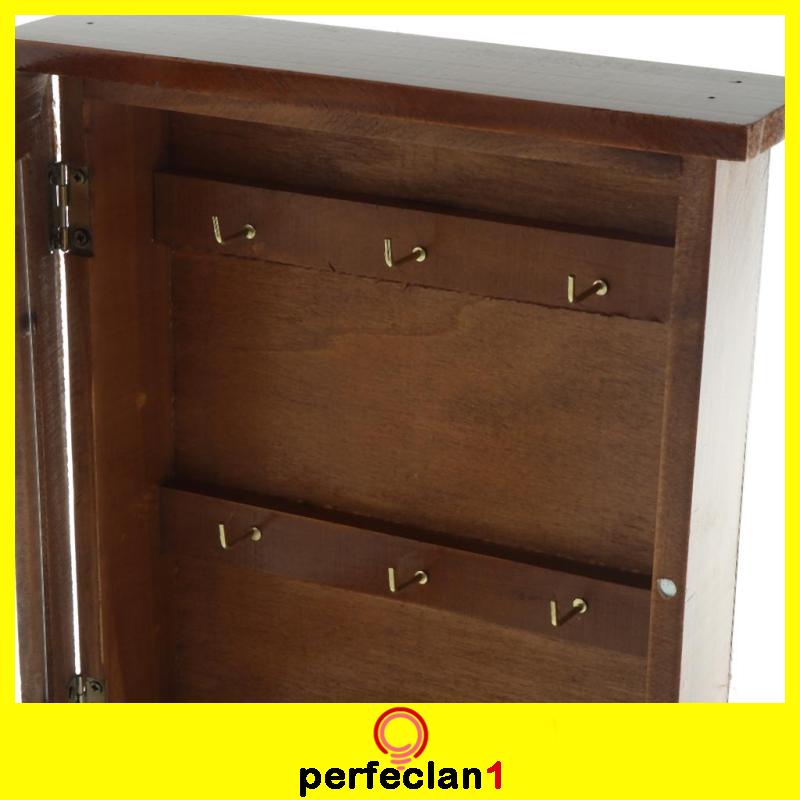 Tủ Đựng Chìa Khóa Bằng Gỗ Vintage Có Móc Treo Kích Thước 21x6x25cm. - Màu Nâu