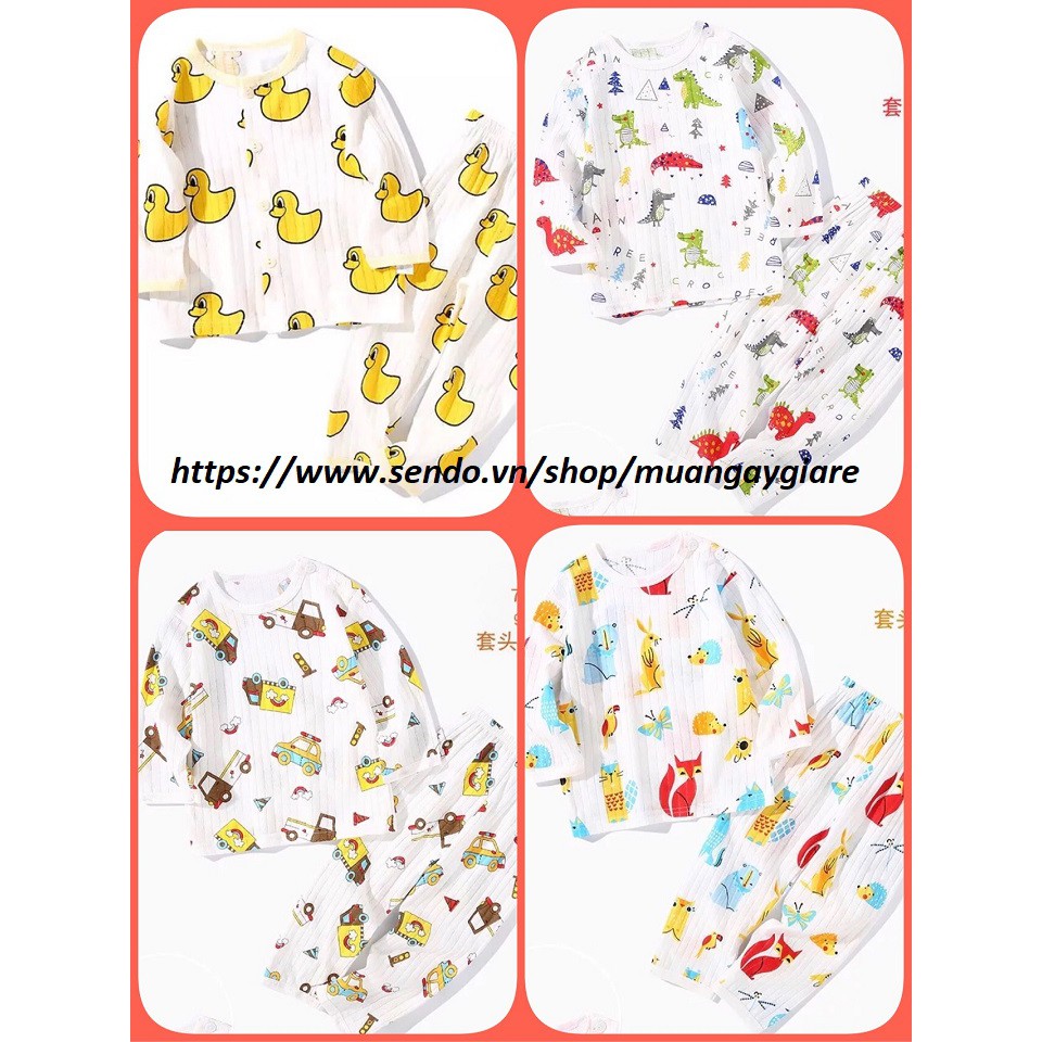 Xả hàng_Combo 3 bộ cotton giấy Dài tay cho bé trai bé gái