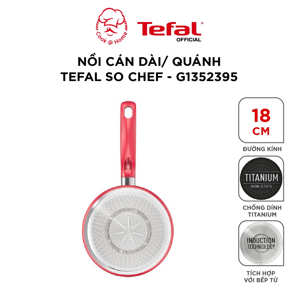 Nồi cán dài, quánh chống dính Tefal So Chef dùng cho bếp từ 18cm - Bảo hành 2 năm