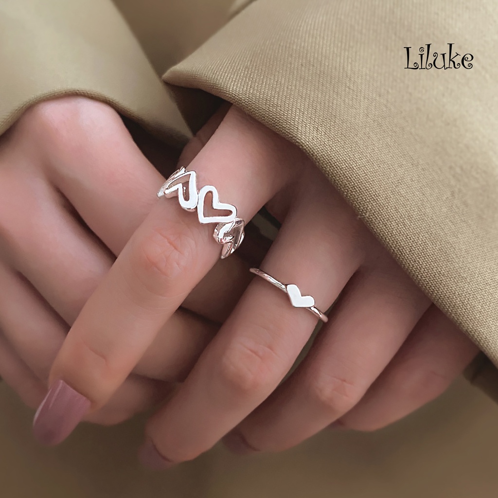 1 Cặp Nhẫn Đeo Khớp Ngón Tay Màu Trơn Lãng Mạn Cho Nữ