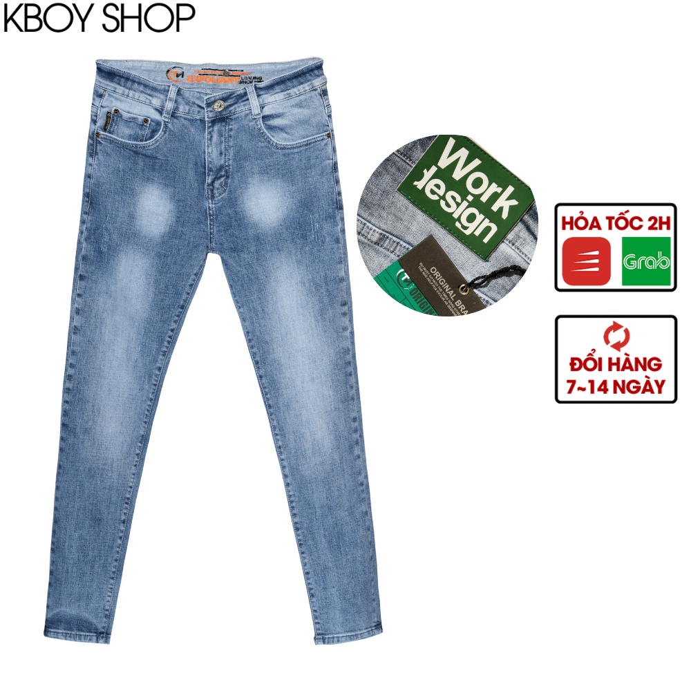 Quần jean nam trơn xanh nhạt  KBOY SHOP  form trẻ trung, trơn gối ống ôm chất bò cao cấp vải mềm mịn hợp dáng - QJ33