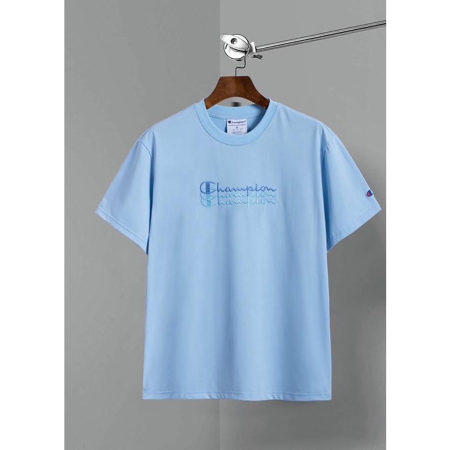 Áo thun Champion Unisex tay lỡ Yolo Store nam nữ vải Cotton thêu logo