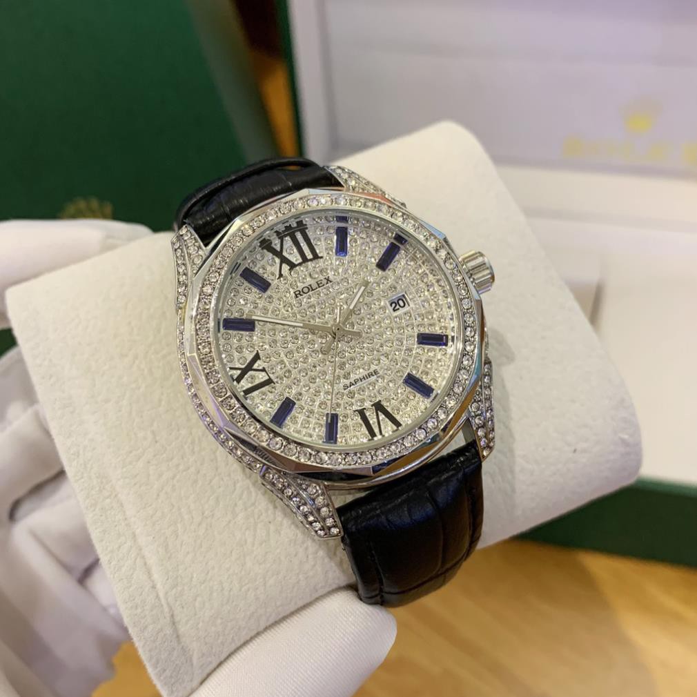 Đồng hồ nam RoLe đính full đá máy pin dây da cao cấp DH515 | BigBuy360 - bigbuy360.vn
