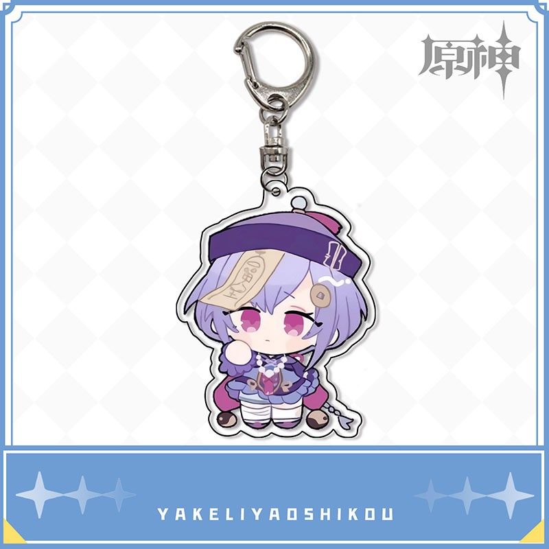 Móc khóa nhựa Acrylic họa tiết hoạt hình Genshin Babye Venti Paimon Klee Keqing
