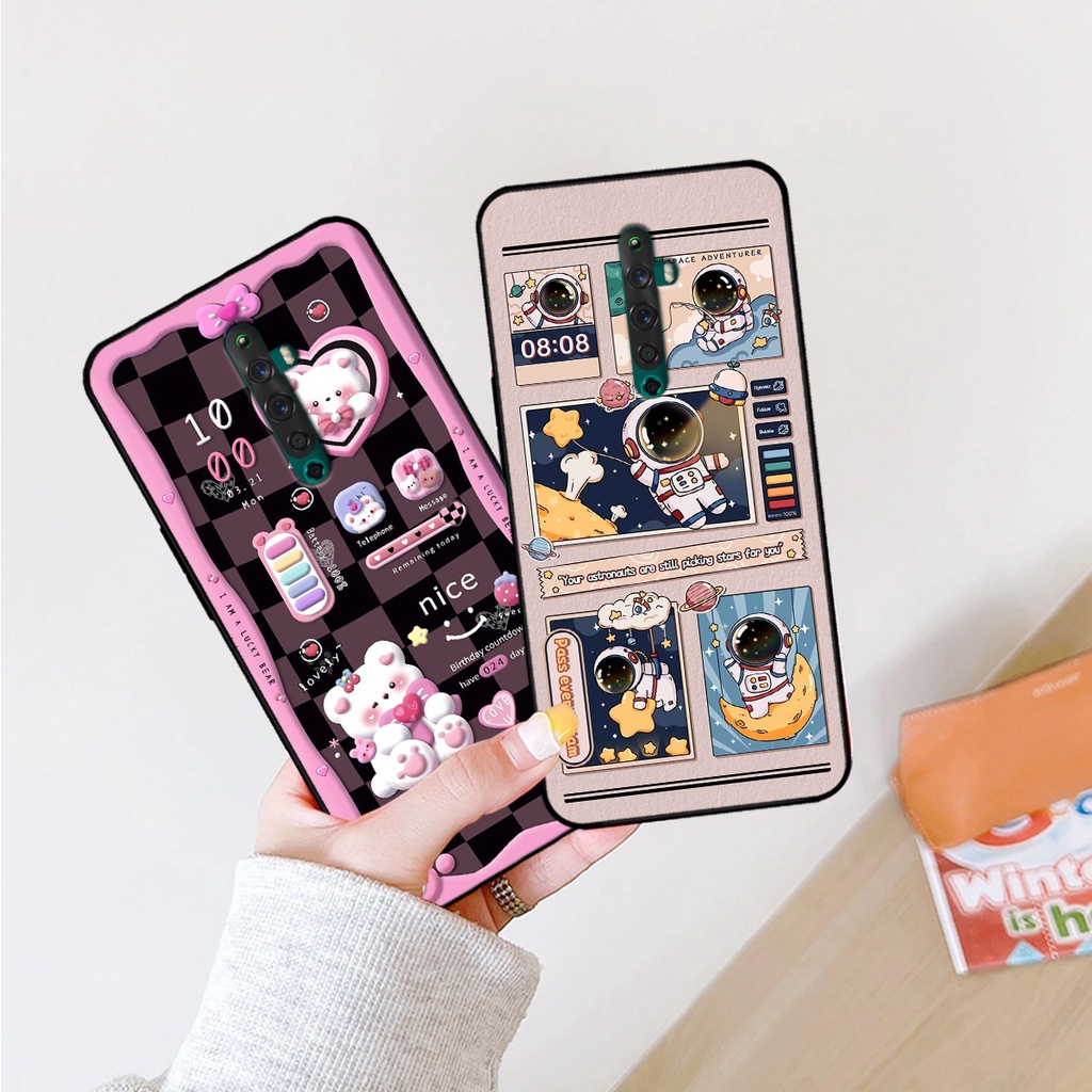 Ốp lưng Oppo Reno 2 / Reno2 F - Reno 2f hình gấu, vũ trụ ngân hà chibi. ốp chống sốc bền đẹp