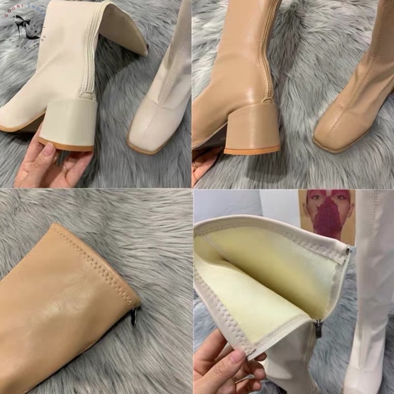 Giày bốt đùi da lót lông cao cấp, giày boot cao gót đế vuông thời trang 2022 dành cho nữ phong cách sang chảnh