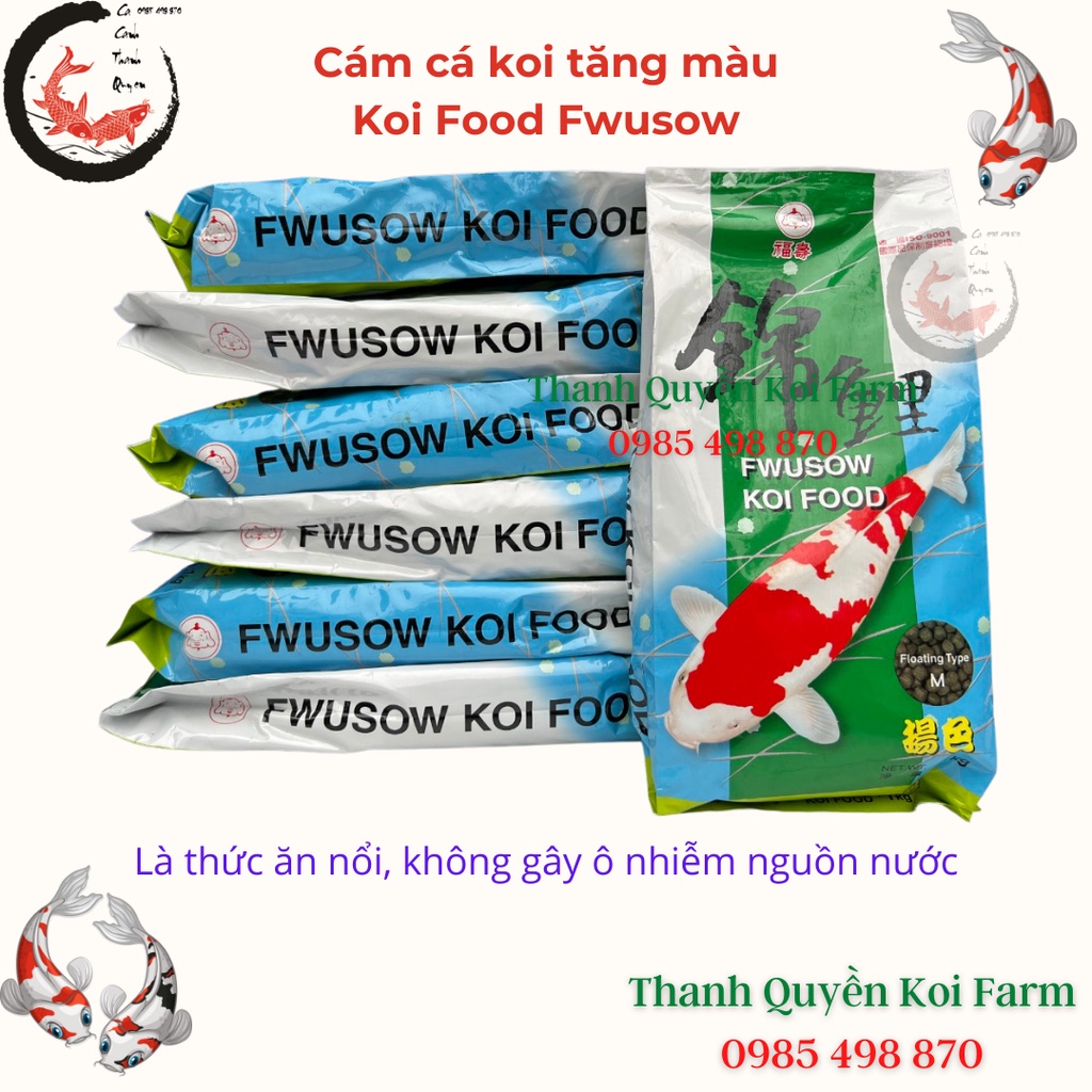 Cám Cá Koi Thức ăn cá Koi tăng màu  FWUSOW KOI FOOD bao 1kg