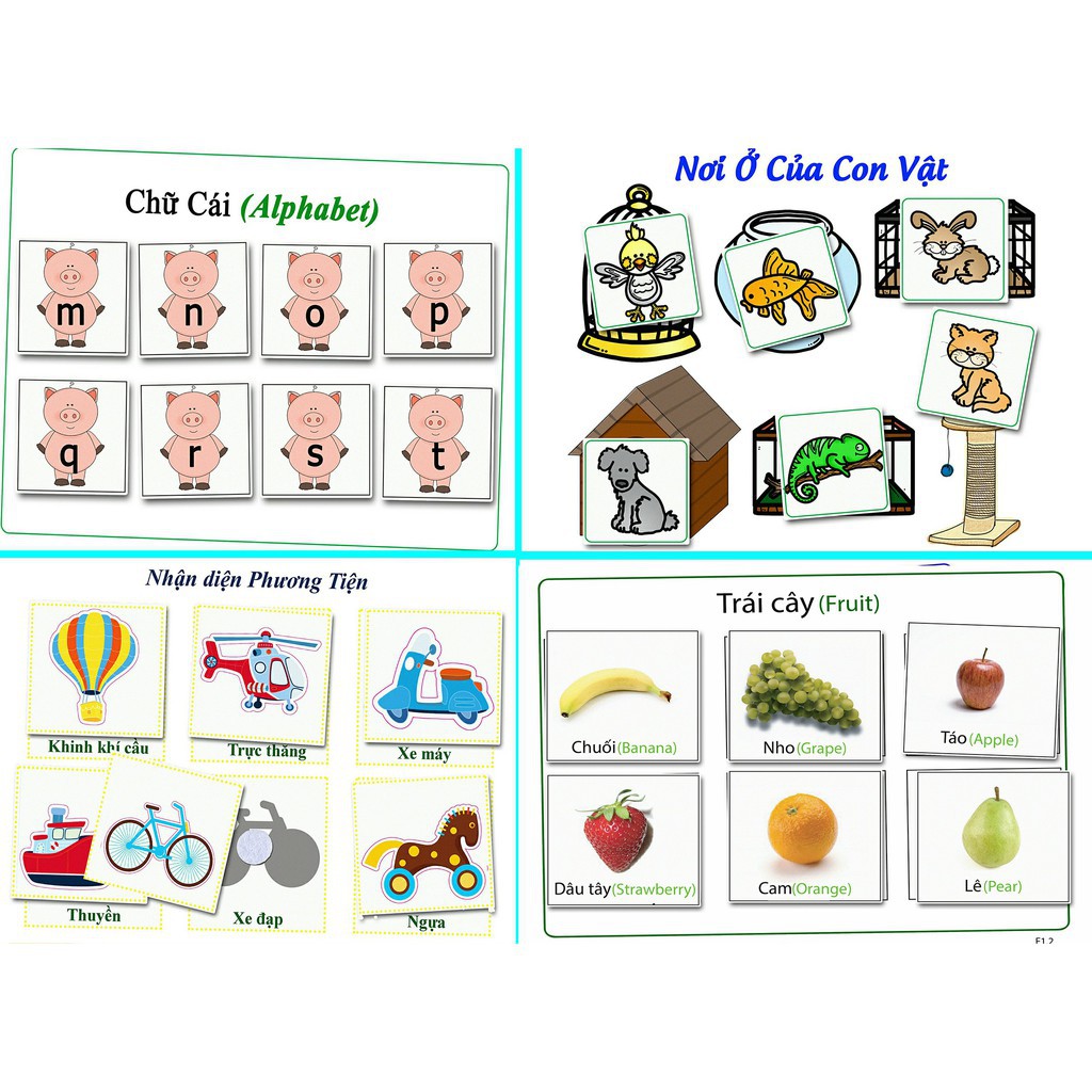 [ SALE ] Học Liệu Dính Dán Tổng Hợp 18 Chủ Đề - Học Liệu Dính Dán Montessori - Matching Book