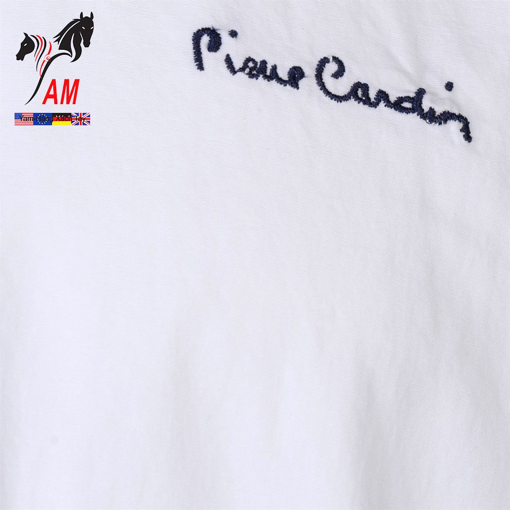 [100% cotton] Áo Sơ Mi Nam Pierre Cardin AOP Long Sleeve Shirt Mens Cao Cấp (Slim fit - White - Size EU - UK )