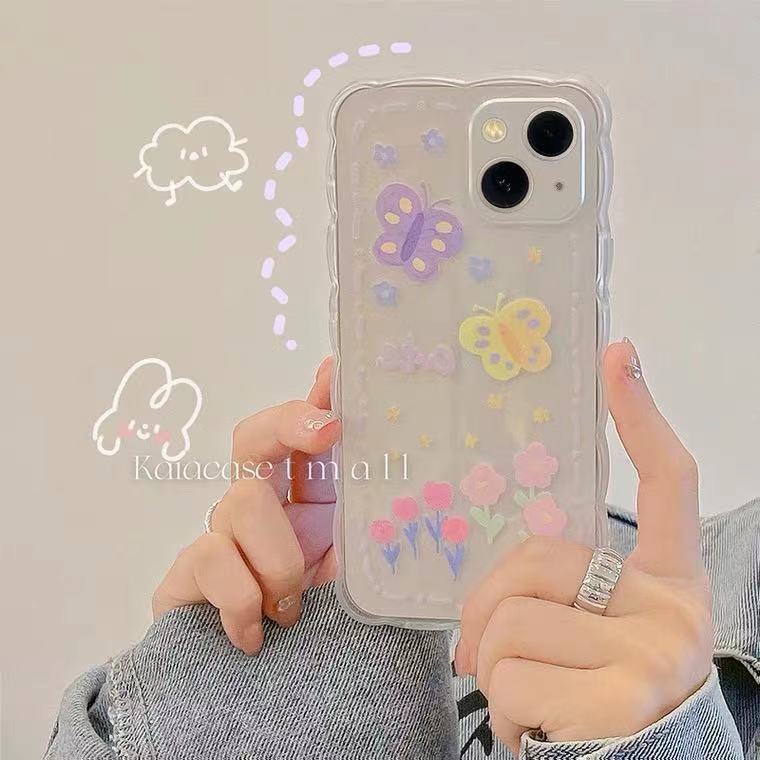 Ốp Điện Thoại Họa Tiết Hoa Và Bướm Cho Iphone 13 Pro Max 12/ 11/ XS/ XR/ X/ 8/ 7/ 6/
