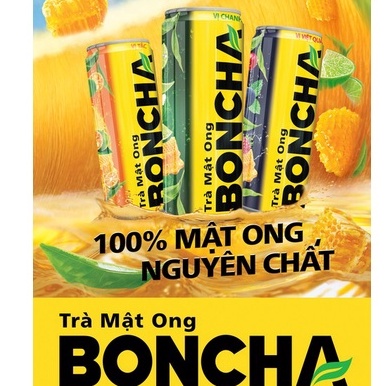 Trà mật ong Boncha 100% thanh mát lon, chai.