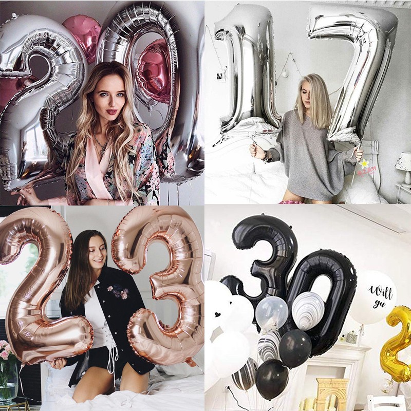 40inch/100cm Bóng số sinh nhật bong bóng kiếng phụ kiện sinh nhật Foil balloon Bong bóng số trang trí tiệc sinh nhật