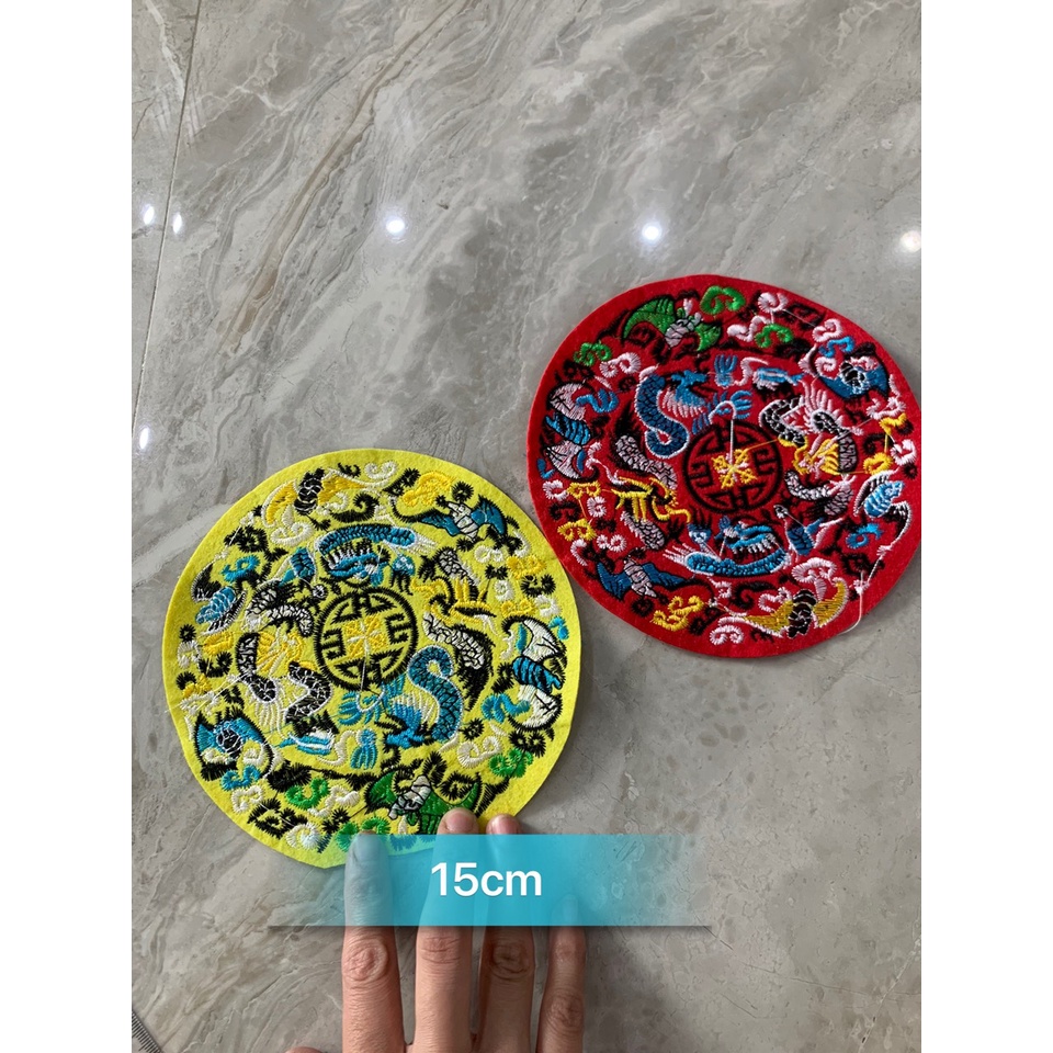 Mác thêu tròn rồng 15cm