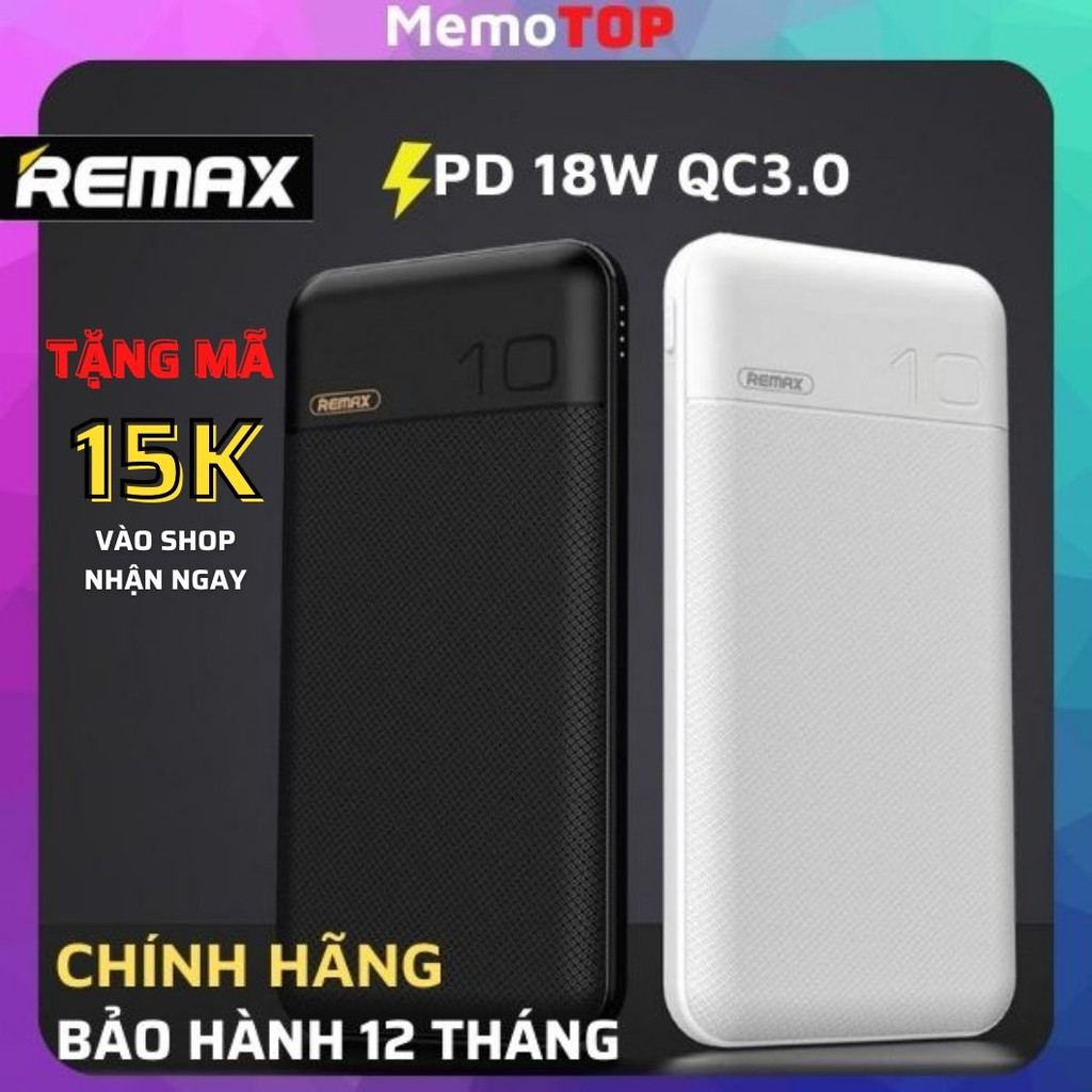 Sạc dự phòng 10000mah pin sạc nhanh PD 18w chính hãng REMAX RPP-151 cao cấp