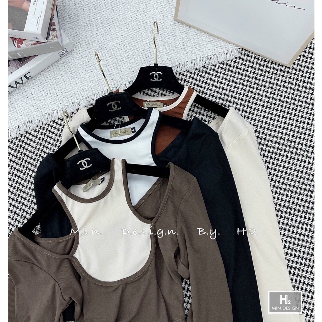 áo thun gân tay dài kiểu xẻ vai hot