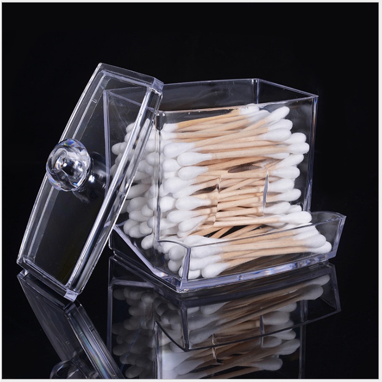 Hộp đựng bông tây trang XIAODUOJIAJU bằng acrylic trong suốt tiện dụng