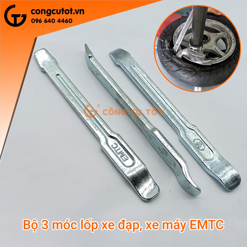 Bộ 3 móc lốp xe máy xe đạp EMTC 200mm dày 7mm cực khỏe