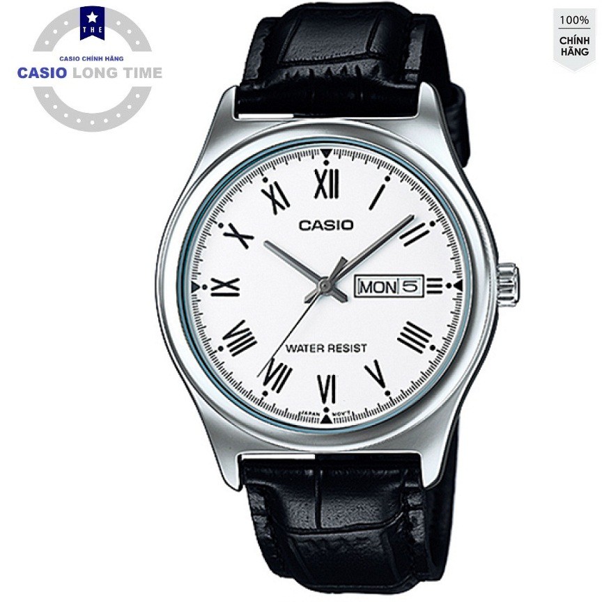 Đồng hồ nam Casio MTP-V006L-7BUDF chống nước độ sâu 50m - Dây da màu đen - Mặt số la | BigBuy360 - bigbuy360.vn