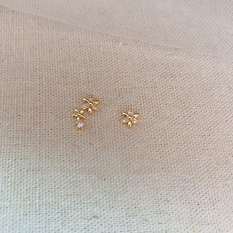 Bông Tai Mạ BạC 925 HìNh Hoa ĐíNh Đá Xinh XắN