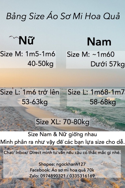 Áo sơ mi hoa quả trái cây đi biển công ty gia đình nhóm lớp đồng phục