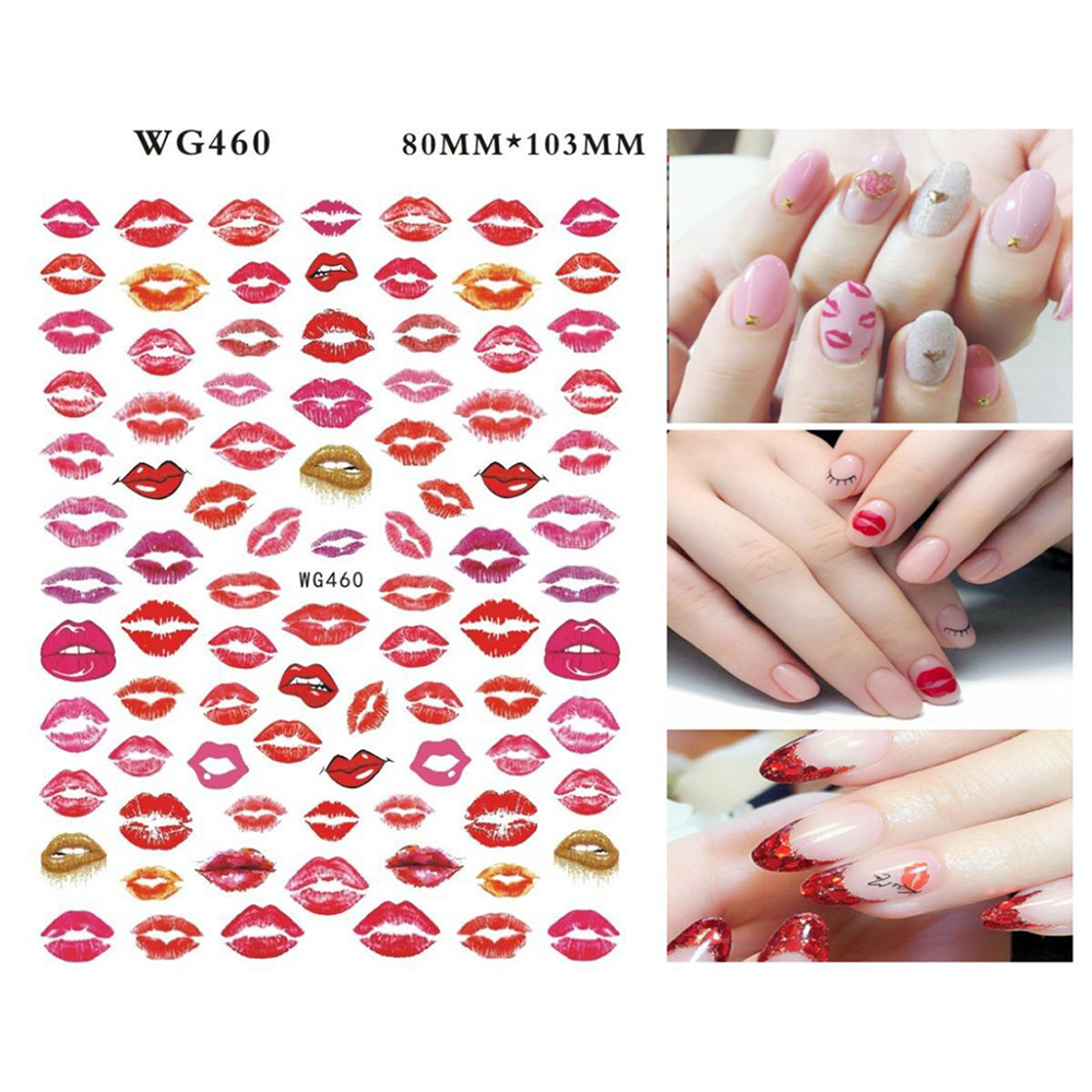 [Hàng mới về] Nhãn dán trang trí móng tay in hình đôi môi 3D bắt mắt DIY