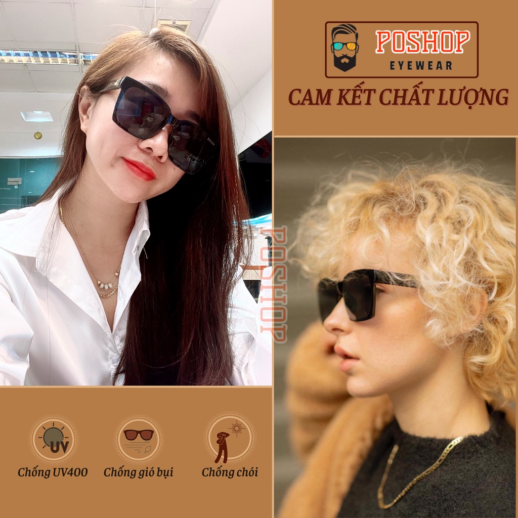 Mắt kính mát nam nữ POSHOP chống tia cực tím UV400 thiết kế ôm sát mặt bản to dễ đeo màu sắc thời trang P5006
