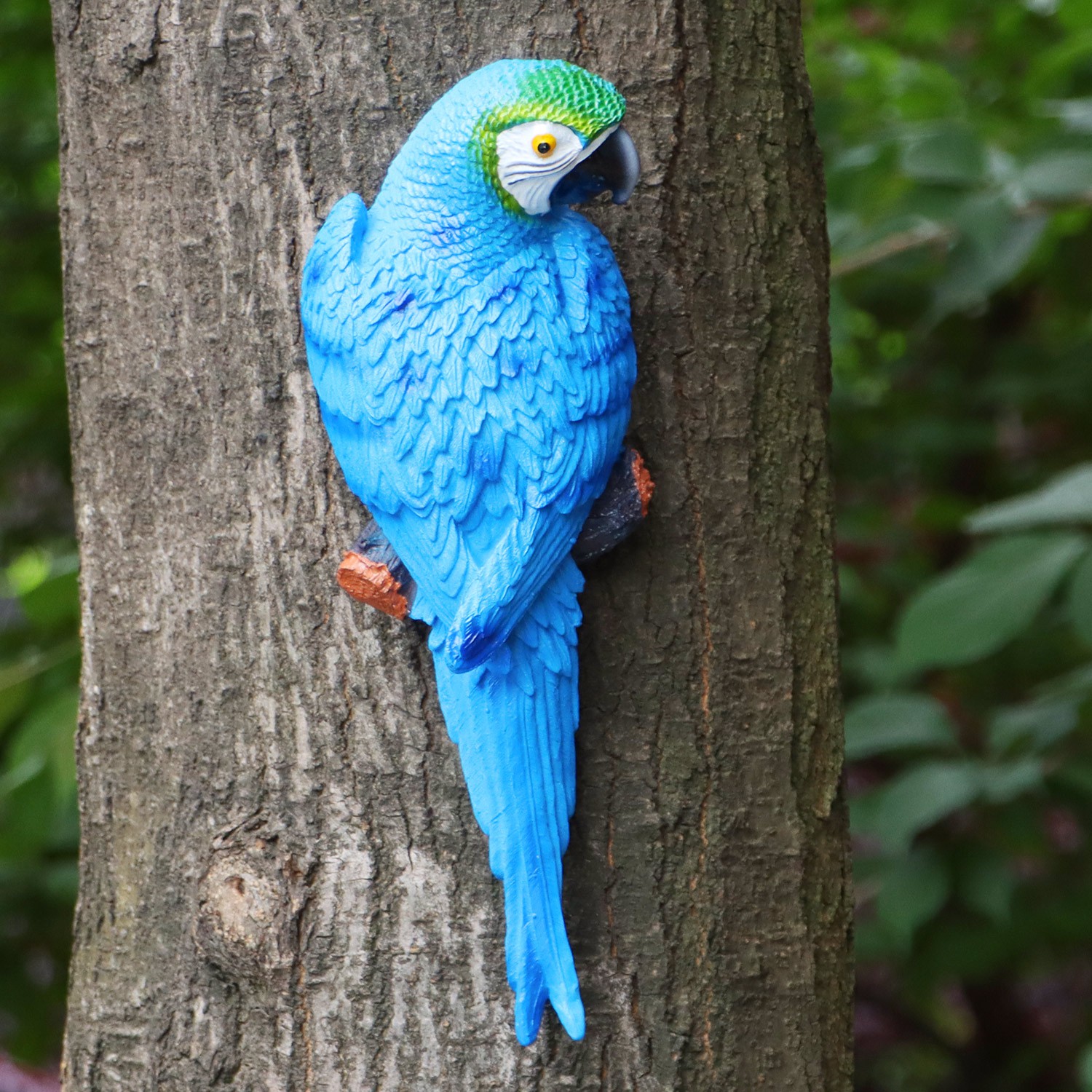 LUCKY Statue Parrot Decoration Wall Decoration Wall Mounted Animal Sculpture Blue Bonsai Tree Resin Animal For Porch Parakeet Resin Sculpture Hanging Parrot/Multicolor