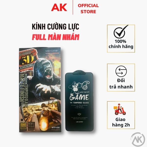 Kính Cường lực Kingkong Nhám Chống vân tay - Chống mồ hôi tay chính hãng WK