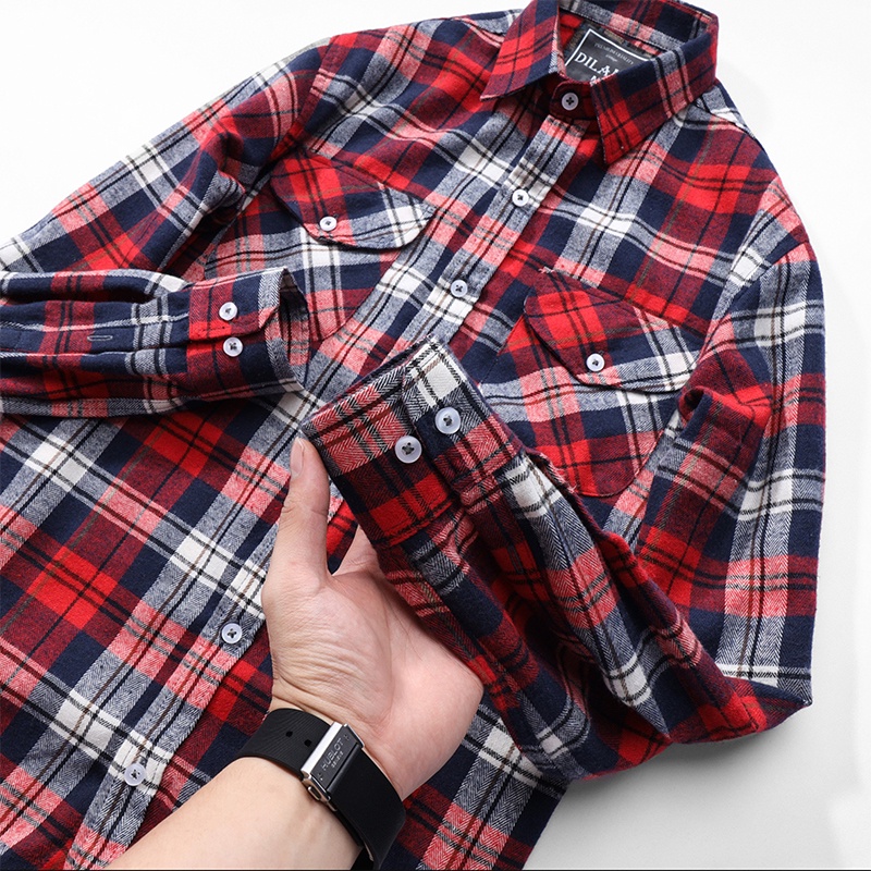 Áo sơ mi nam Flannel cao cấp nhiều màu, sơ mi kẻ caro DILANO SM06