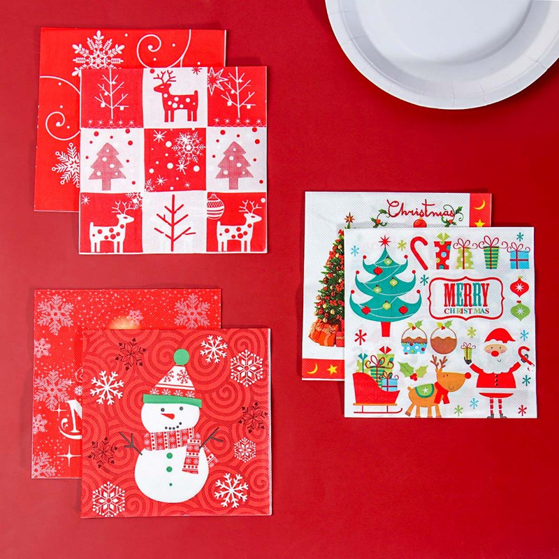 Set 20 Khăn Giấy Dùng Một Lần Họa Tiết Giáng Sinh Năm Mới 2023