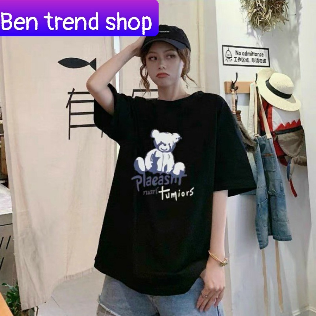 [FREESHIP, MẾN TẶNG QUÀ XINH] ÁO THUN, ÁO PHÔNG NAM NỮ HÌNH GẤU PLA TAY LỠ FORM RỘNG 2 MÀU ĐEN XANH CỰC HOT, CỰC CUTE
