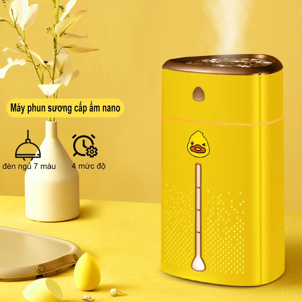 Máy phun sương tạo ẩm không khí 1L, máy phun sương mini tích điện có đèn LED nhiều màu chân sạc USB, dễ dàng mang theo