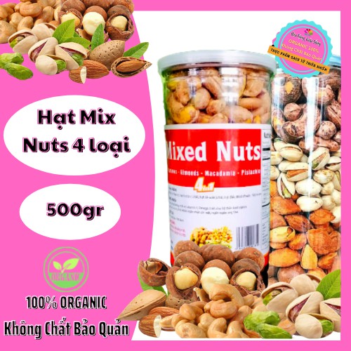 [Mới ra lò] Hạt Mix Nuts 4 loại 🎨 Macca – Hạnh nhân – Dẻ cười – Điều 🎨 GIÀU CHẤT XƠ, TỐT CHO TIM MẠCH (500g) | BigBuy360 - bigbuy360.vn