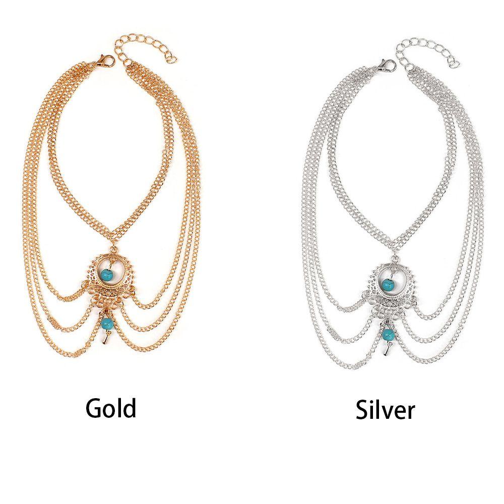 NEXTVN Lắc Chân Đính Đá Ngọc Lam Phong Cách Bohemian Thời Trang