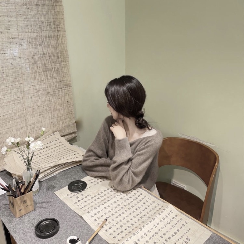 SET ÁO LEN CÁNH DƠI TRỄ VAI CROPTOP MIX VÁY DÀI PHONG CÁCH TIỂU THƯ HÀN QUỐC ULZZANG