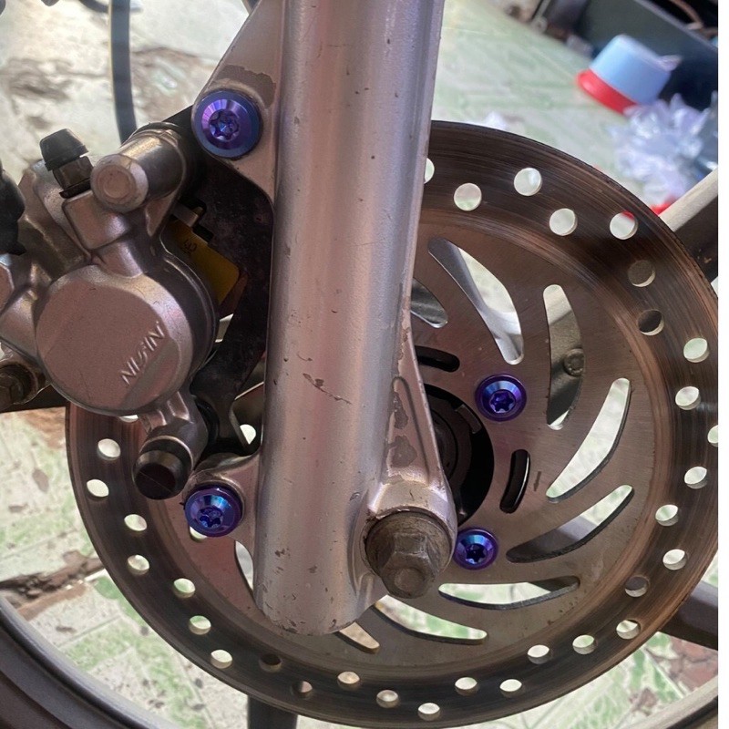 Ốc Titannium 8li25 Dù Mỏng Gắn Đĩa Các Loại Xe