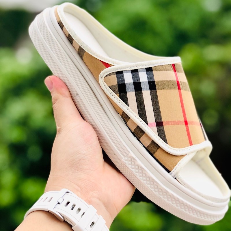 Giày vãi unisex đạp gót ❤️FREESHIP + Hộp❤️ dép quai ngang thể thao nam nữ, sục hở mũi đạp gót chất xịn, đế cao,burbery