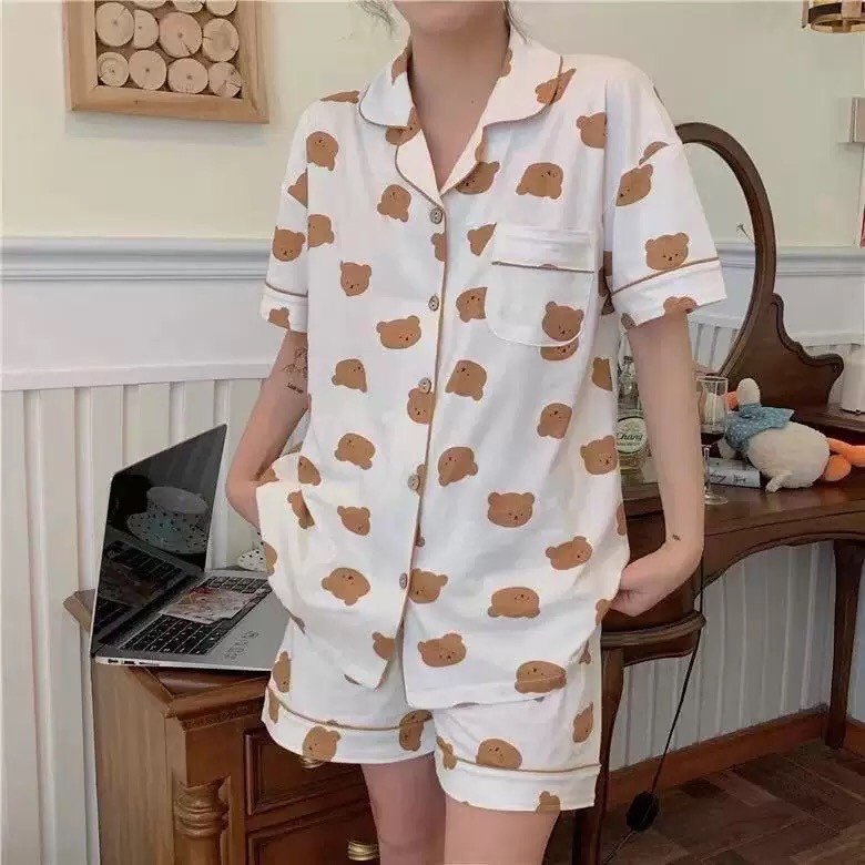 Đồ Bộ Nữ - Đồ Bộ Ngủ Nữ Pyjama cao cấp mùa hè cộc tay ngộ nghĩnh đáng yêu MÃ QA06