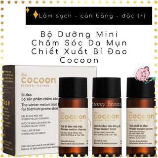 Bộ dưỡng da bí đao mini cho da dầu mụn nhạy cảm The Cocoon The Winter Melon Trial Kit (Shop Bunny Beans)