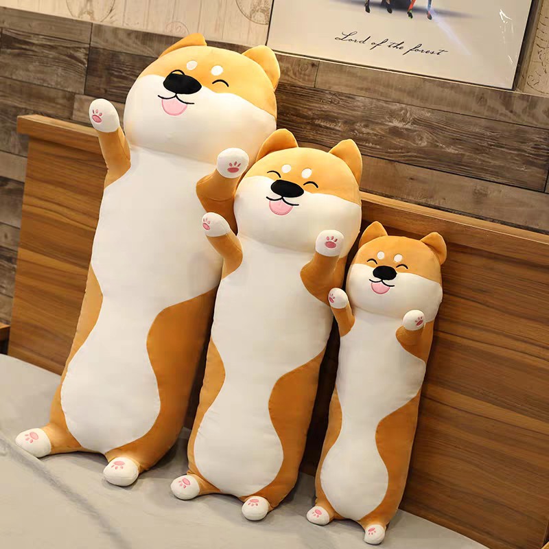 Gối ôm chó shiba lông mịn nằm | Gấu Bông QUAO